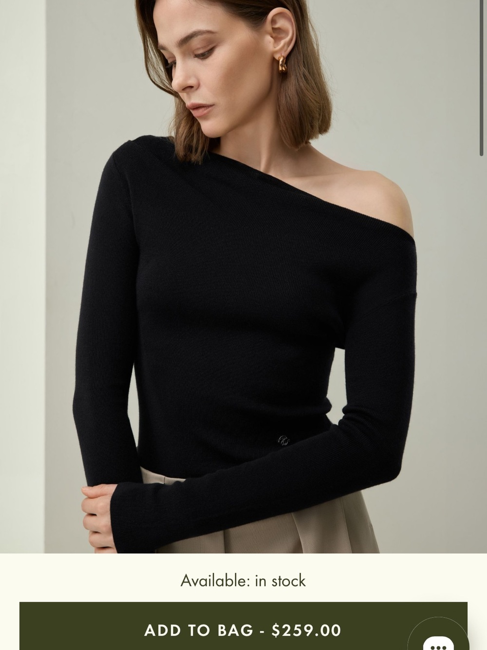 Women’s Black Asymmetric Off-Shoulder Long Sleeve Top
